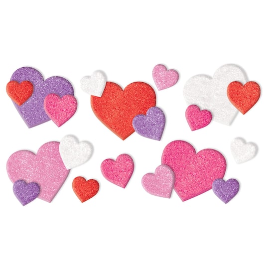 Valentine&#x27;s Day Glitter Foam Heart Stickers